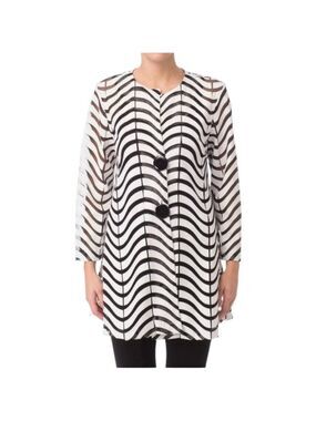 Joseph Ribkoff Zebra Vegan Leather Mesh Coat 171816 Size 8 EUC